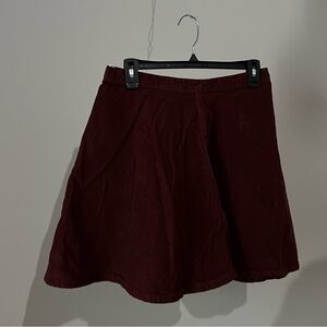 american apparel jeans burgundy red corduroy skater skirt size large